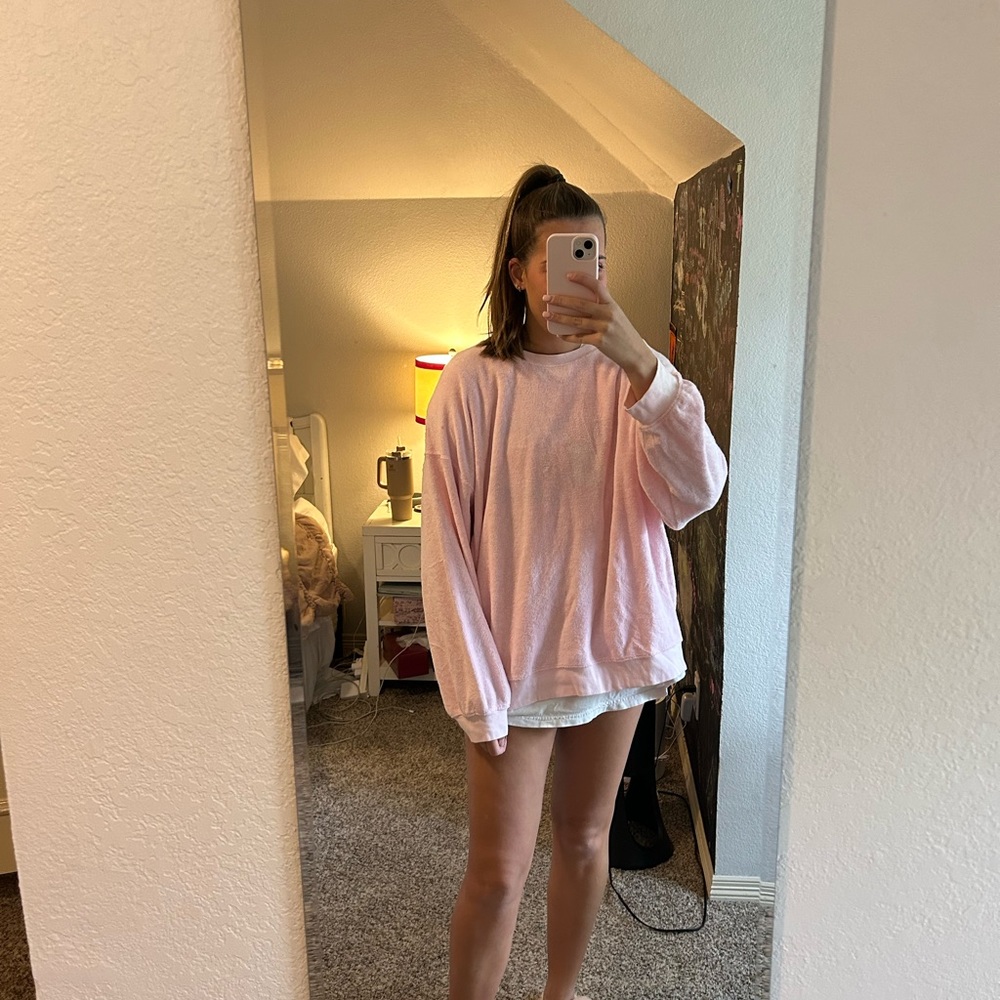 baby pink daily drills terry cloth sweatshirt